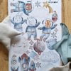 Prezentare model autocolant perete cu tema spațială, animale astronaut, planete, comete, stele, nori, rachete