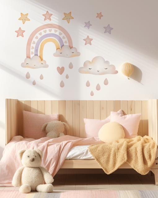 sticker perete pentru fete curcubeu