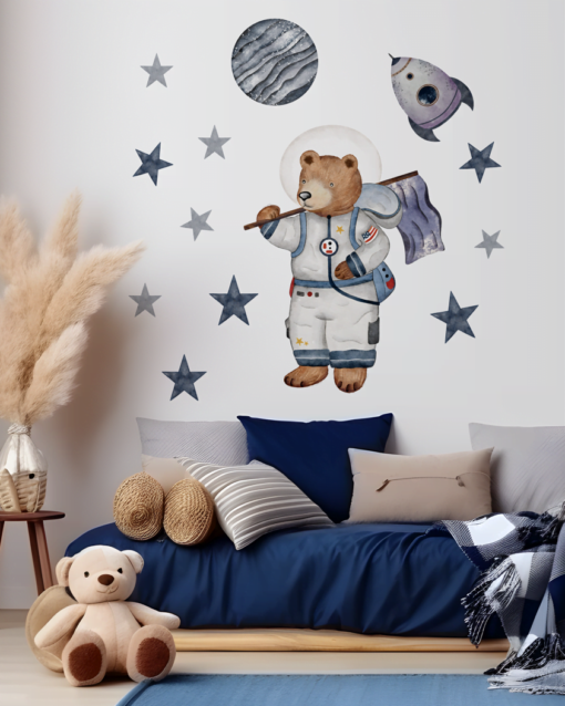 autocolant perete băieți ursul astronaut